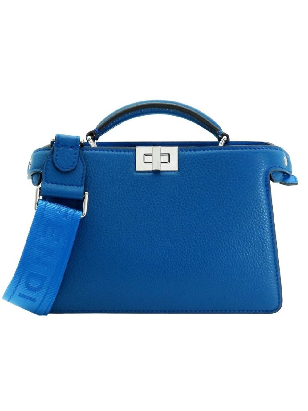 Fendi Peekaboo ISeeU Cross Blue Leather 2-Way Shoulder Bag